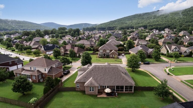 aerial view of well maintained residential neighborhood in alabama