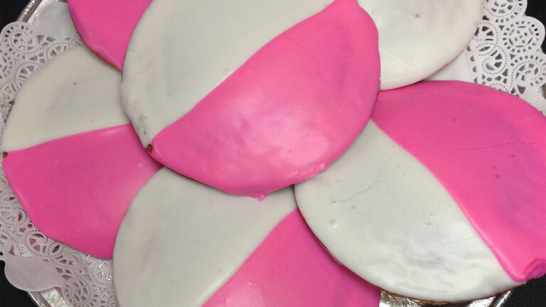 pink and white cookies